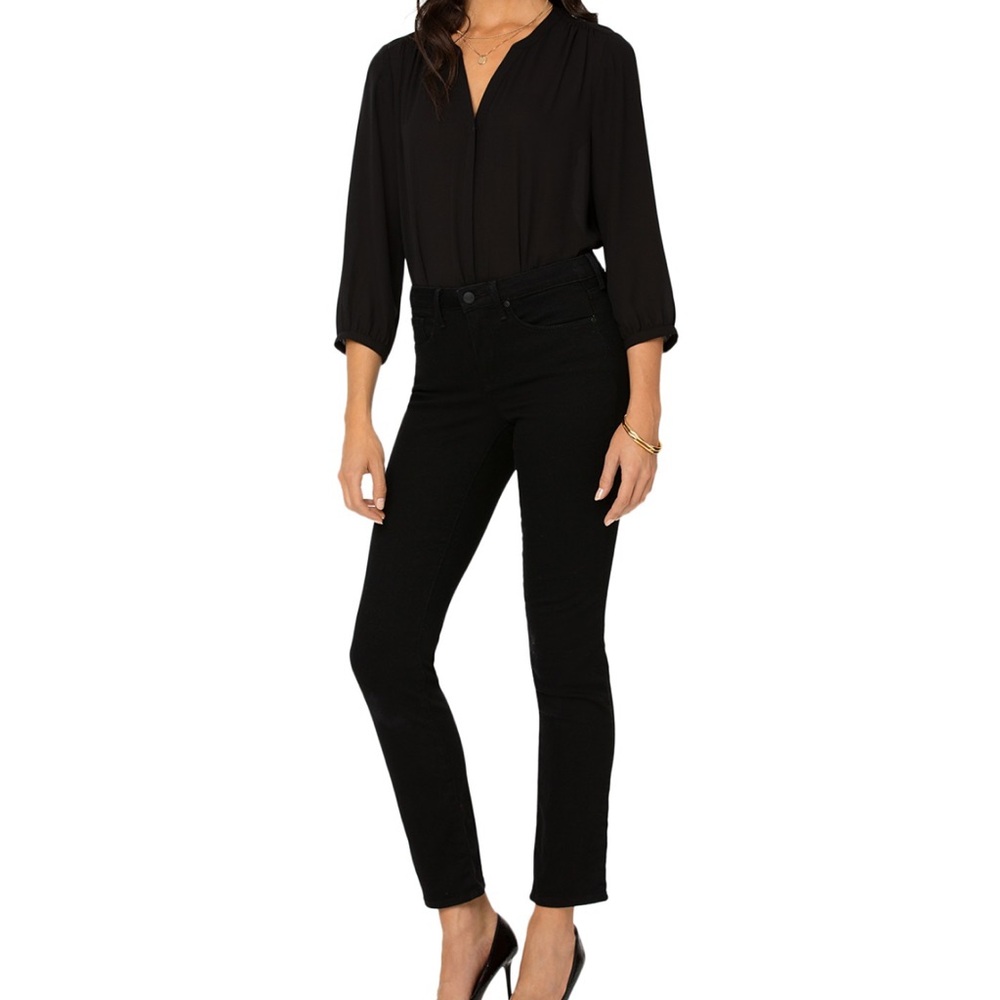 NYDJ Women's Black Sheri Slim Straight Leg Jeans